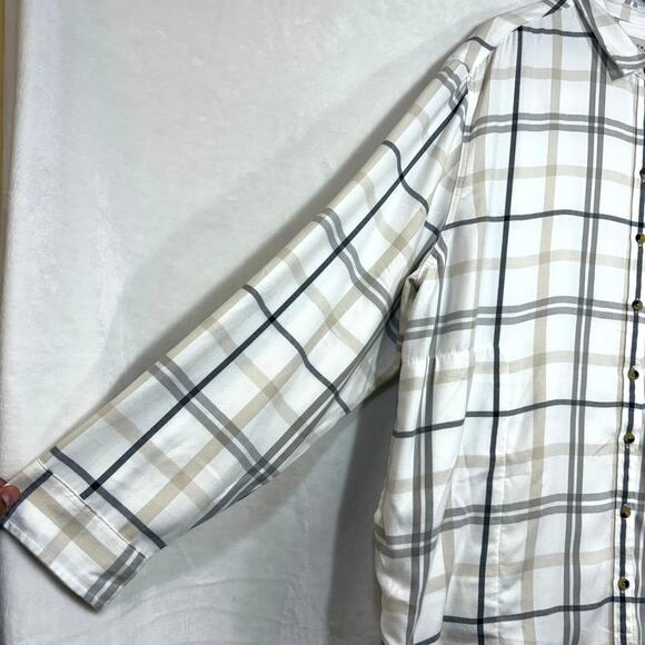 NEW Jach's Girlfriend 3XL Plus Soft Flannel Shirt Checkered Gray Pockets Comfy - Picture 4 of 12